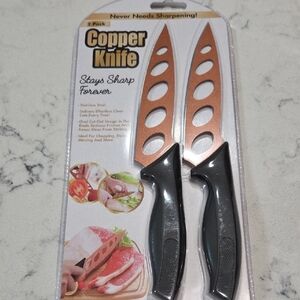 Copper Knife Set with Black Handles